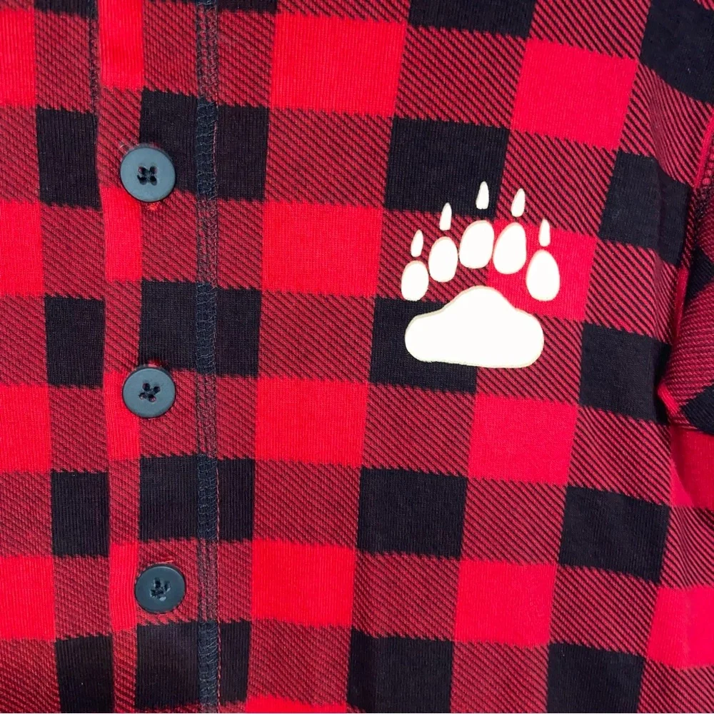 Lazy One Pajamas Womens Medium One Piece PJs Bear Cheeks Trap Camping Cabin